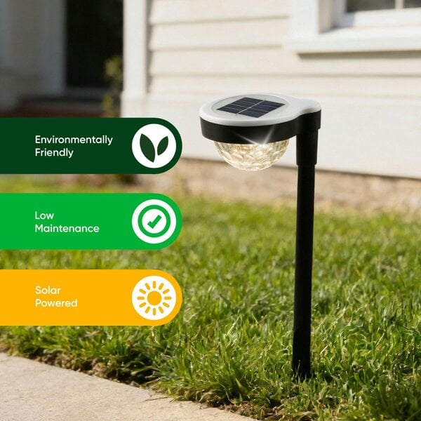 Gardenwize Pack of 3 Solar LED Garden Stake Lights – Crystal Globe Design