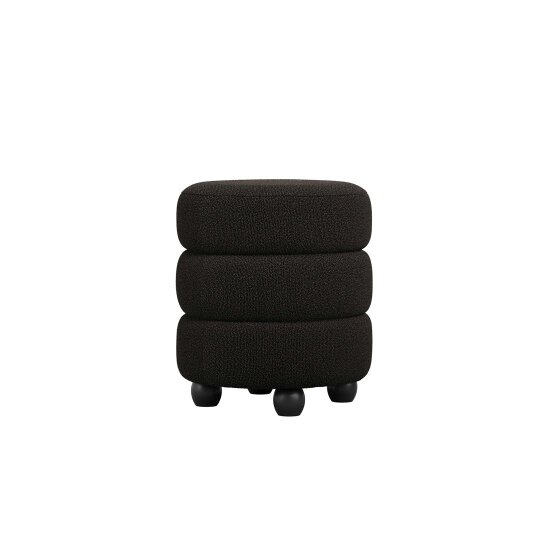 Wyld Haus Antipodes Black Chenille Round 3 Tier Pouffe