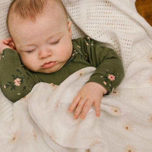 Lulujo - Cotton Swaddle - Daisy & Greenery - 2 Pack