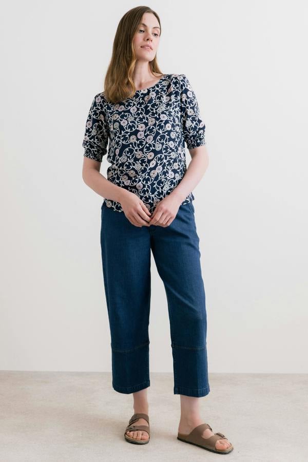 Lily & Me Meadow Printed Top Navy