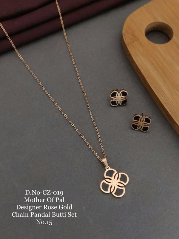 The Colourful Aura Black Enamel Minimalistic Clover Pendant Necklace and Earring Set