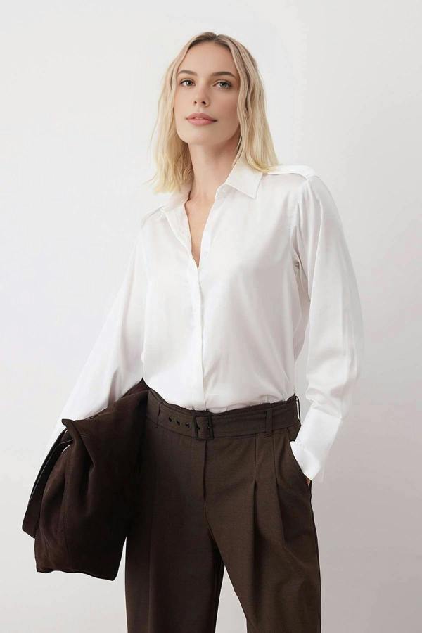 WOVCOR Satin Shirt with Epaulettes