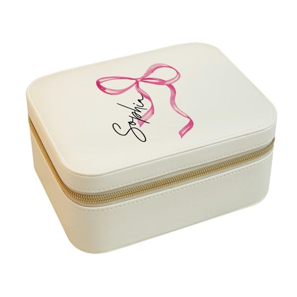 Personalised Memento Company Personalised Bow Travel Jewellery Box