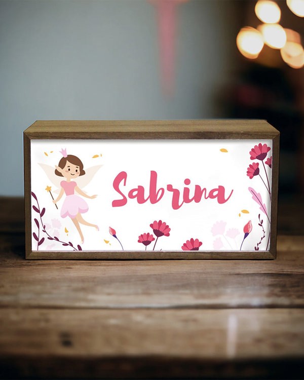 Personalised Fairy Light Box for Girls – Soft Pastel LED Room Sign