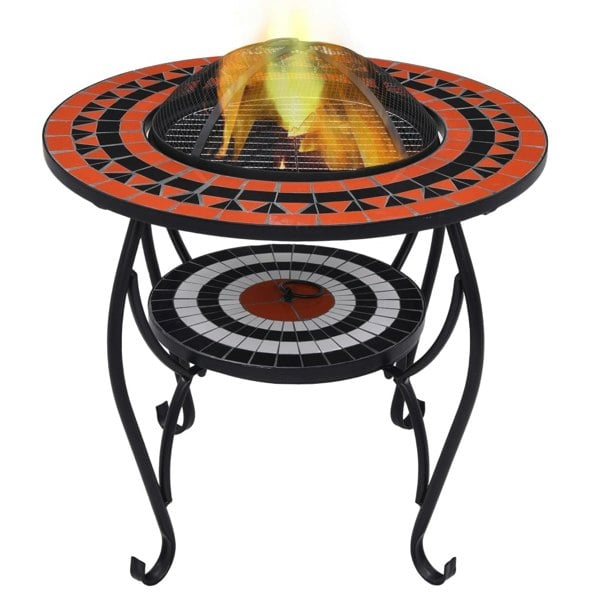 Berkfield Mosaic Fire Pit Table Terracotta and White 68 cm Ceramic