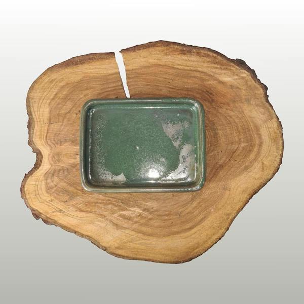 16cm Glazed Drip Tray | Rectangle | Green - Yorkshire Bonsai standardised image 20260606-153040