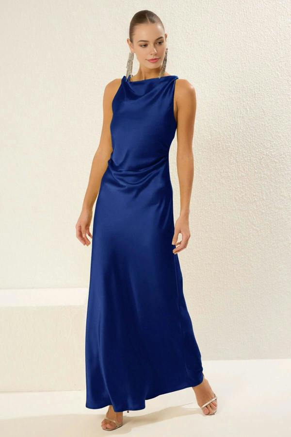 WOVCOR Satin Maxi Evening Dress