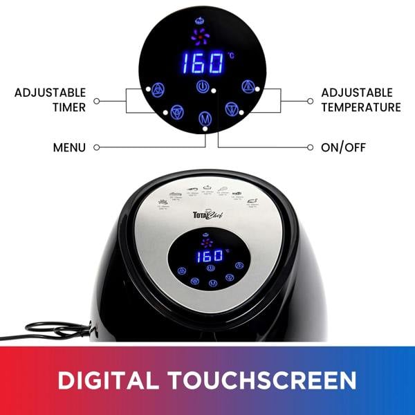 Total Chef 3.6L Air Fryer Digital Touchscreen with 7 Cooking Presets & Programmable Timer