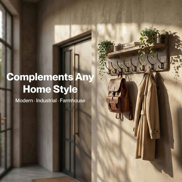 Levede Wall Coat Rack 2 PCS 8 Hooks Wall Mounted Heavy Duty Wooden Organiser