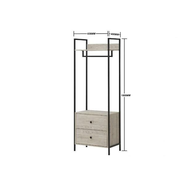 Timber Art Design Zahra Bedroom Open Wardrobe 2 Drawers  Furniture Storage Cupboard