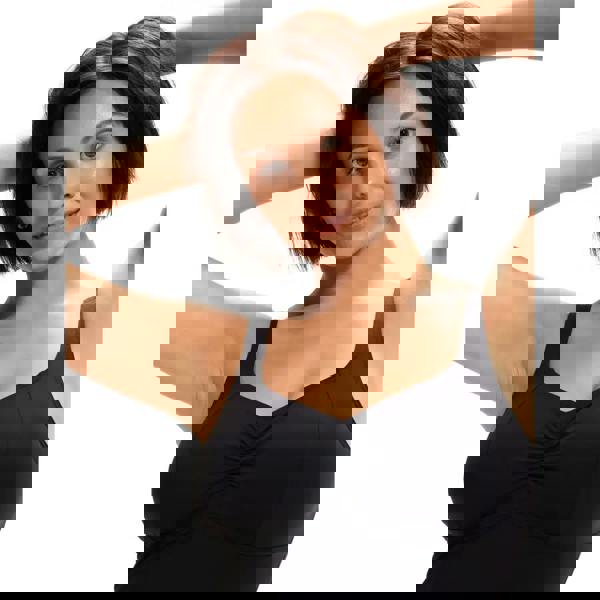 Black ruched nursing bra in Speedo Shaping AquaNite Swimsuit