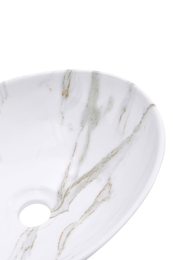 Living and Home Oval Marble Bathroom Vanity Vessel Sink