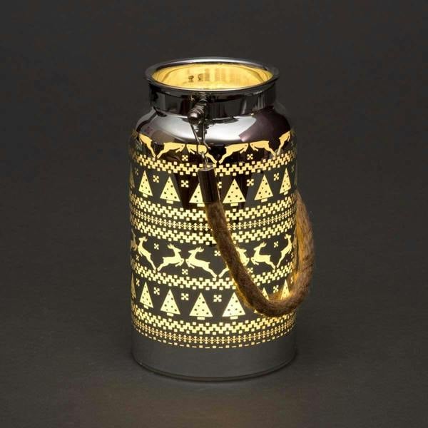 16cm Christmas Decorated Jar Table Skandi Design Silver Lantern image 1