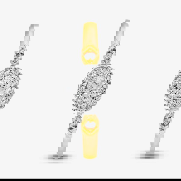 T. H. Baker 9ct Two Colour Gold Diamond Oval Shoulder Set Halo Ring 30981/33