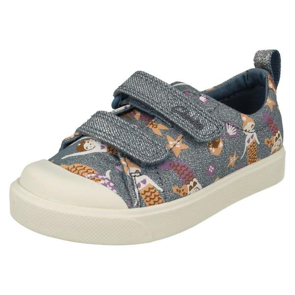 Clarks Girls Clarks Pattern Detailed Canvas Shoes City Bright