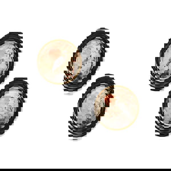 Exceptional Art Japanese Twin Herons - Oxford round frame