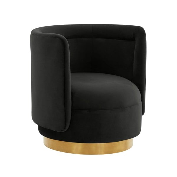 Furniture Edit Remy Black Velvet Swivel Accent Occasional Chair