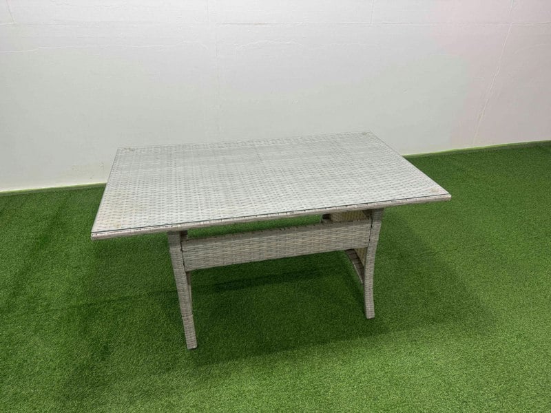 Fimous 9 Seater Rattan Garden Furniture Set Outdoor Patio Dining Corner Sofa Sets with Dining Table 3 Footstools Light Grey Mixed