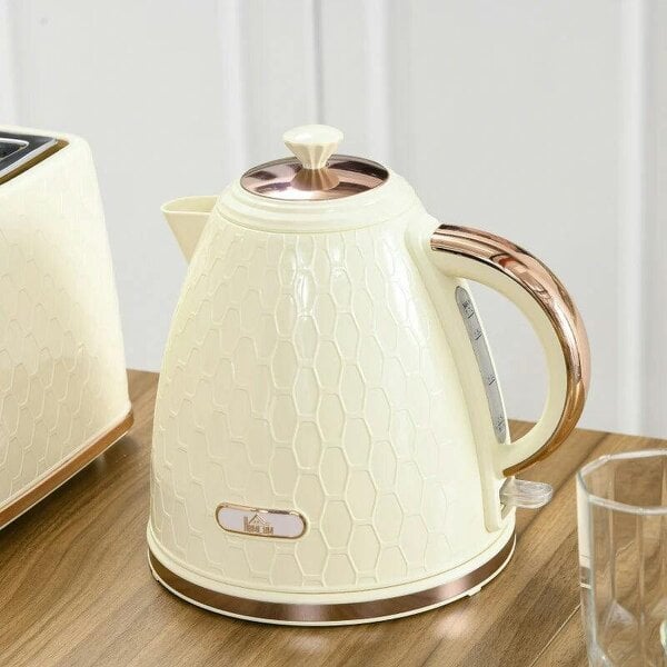Electric Kettle, 1.7L, Fast Boil, 3000W Cordless Water Kettle with Removable Washable Anti-scale Filter, Beige - Beige