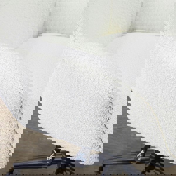 Furniture One Office Chair, Boucle Fabric Padded Armchair, Mid-back Swivel Vanity Chair - Max Load 150kgs - White