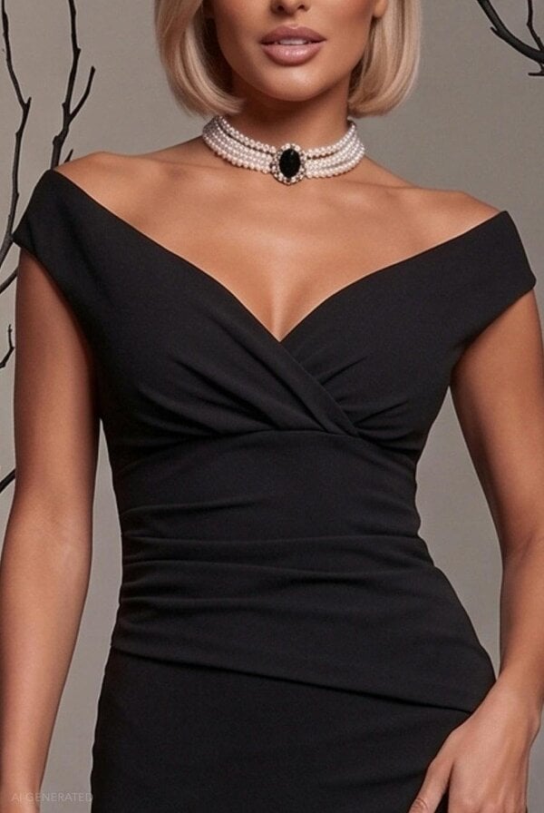 Goddiva Bardot Bodycon Midi The Revenge Dress Halloween Costume - Black by Goddiva