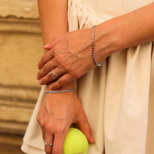 Spero London Sterling Silver Large Multicolour Bezel Tennis Bracelet