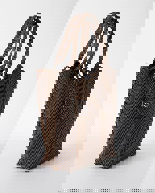 side of Ilse Jacobsen Knitty Womens Knitted Bag in Dark Indigo and Buckthorn Brown