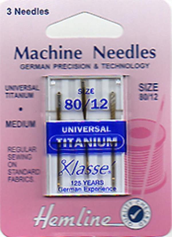 Hemline Titanium Sewing Machine Needles - per pack of 3