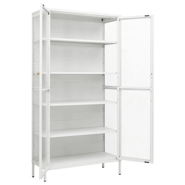 Berkfield Display Cabinet White 90x40x180 cm Steel and Tempered Glass