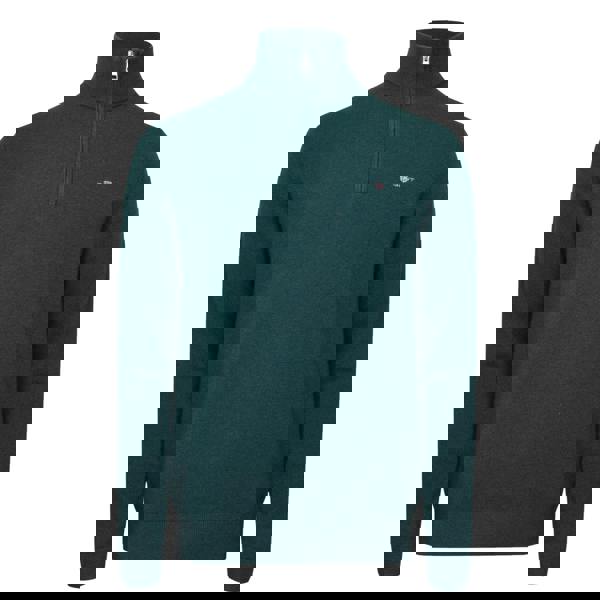 Gant Mens Lambswool Blend Quarter Zip Sweatshirt - Green - 