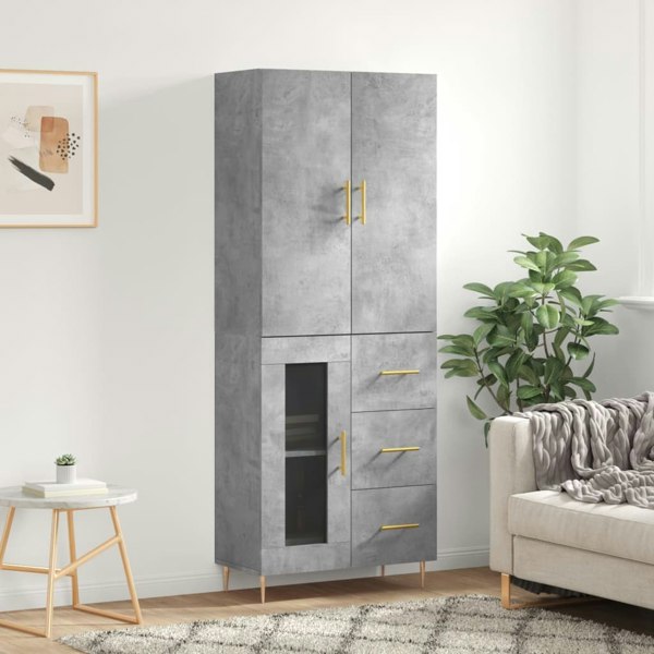 Berkfield Highboard Concrete Grey 69.5x34x180 cm Engineered Wood