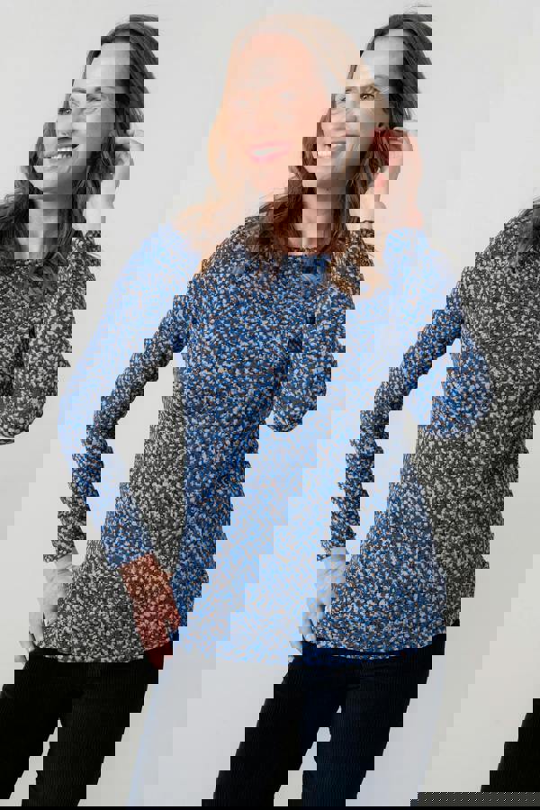 Monica Organic Cotton Jersey Printed Top Cobalt | Lily and Me Clothing