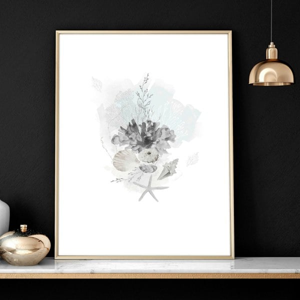 Home Office wall art | set of 3 Coastal Seashells artwork prints