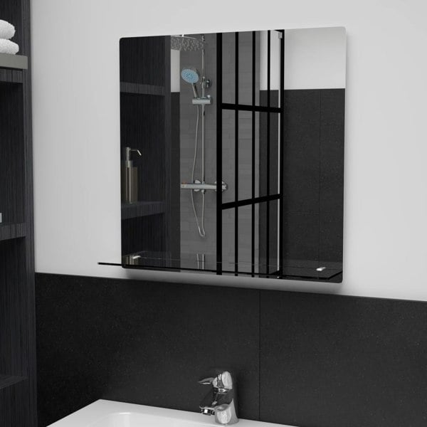 Berkfield Wall Mirror with Shelf 50x50 cm Tempered Glass