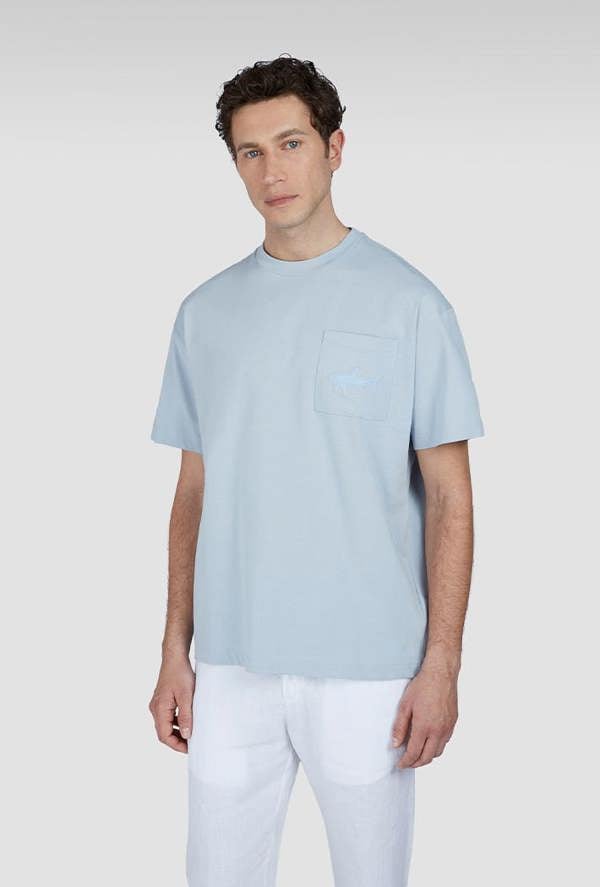 Paul & Shark Men's Aqua Touch Cotton T-Shirt with Shark Embroidery