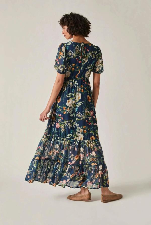 James Lakeland Navy Botanical Floral Maxi Dress