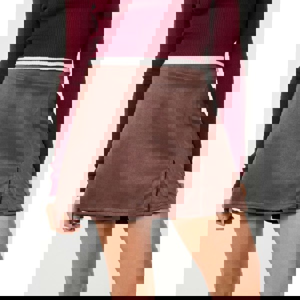 Pink Vanilla Suede Skort Slit Skirt