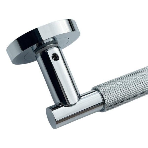 EDH Door Hardware Polished Chrome Knurled Door Handles on Round Rose – Handle Sets