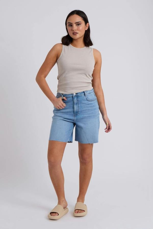 Urban Bliss Neutral Washed Ribbed Racer Vest