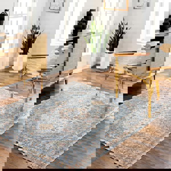 Livabliss Lillian-Washable Blue Brown Traditional Vintage Boho Rug