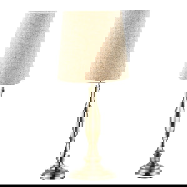 Classic Antique Brass Table Lamp Base with Curvy Metal Stem Design Image 4