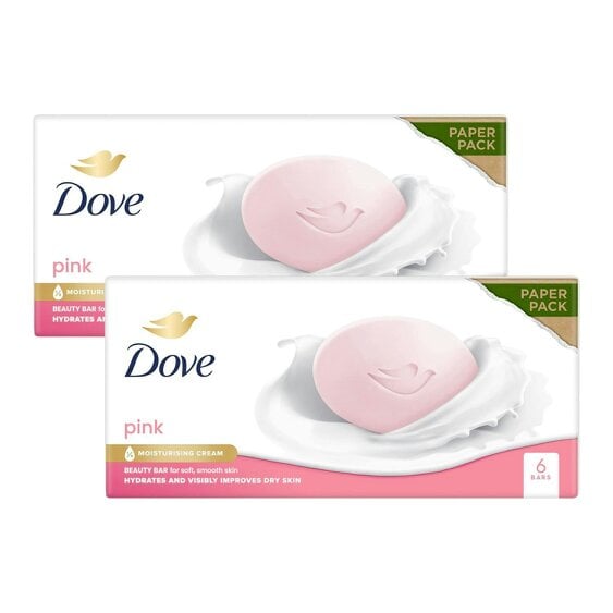 Dove Pink Moisturising Beauty Cream Bar for Soft & Smooth Skin, 6 x 90g, 3 Pack