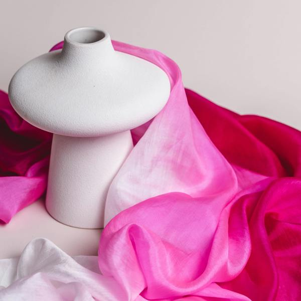 Hot Pink Ombre Silk Scarf – Hand-Dyed Mulberry Silk, Summer Wedding & Evening Wrap
