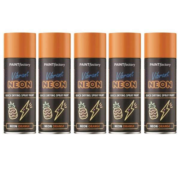 Paint Factory 5X  Neon Orange Spray Paint 400ml
