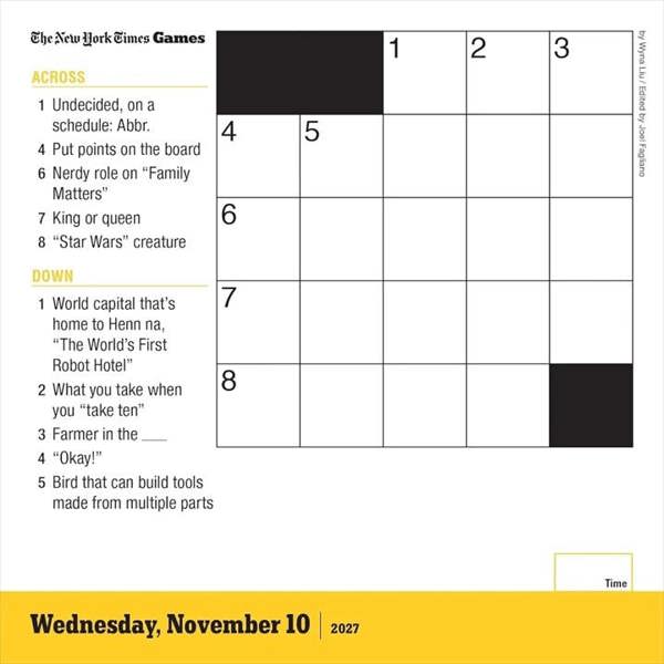 New York Times Mini Crossword Desk Calendar 2027, Desk Calendars, Day To View, Entertainment, Gift