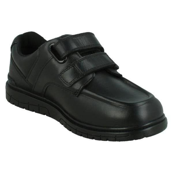 Spot On Boys Double Strap Black Leather School Shoes N1152