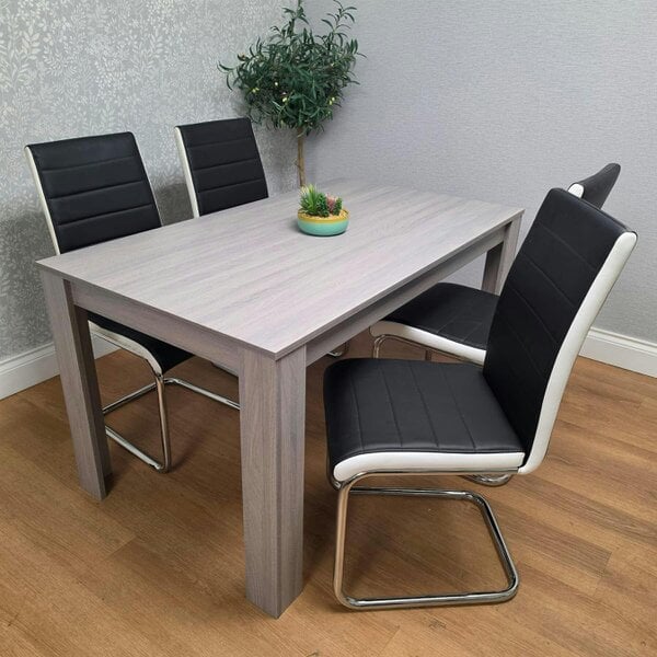 Kosy Koala Dining Table With 4 Chairs Grey Dining Set With 4 Black Chairs Dining Furniture
