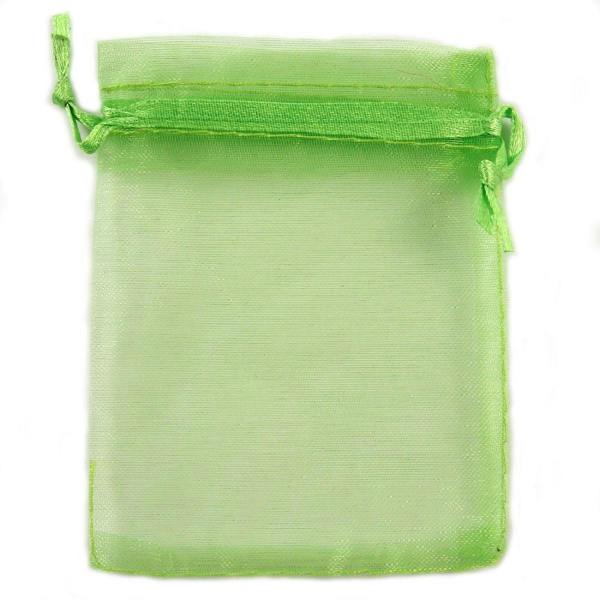 Shatchi 15cm Green Organza Gift Bags, 10 Pack Drawstring Pouches for Favours and Treats