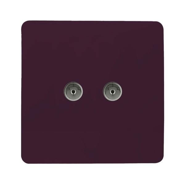 Trendi Switch 2 Gang Female Co-Axial Television Socket in Plum Purple