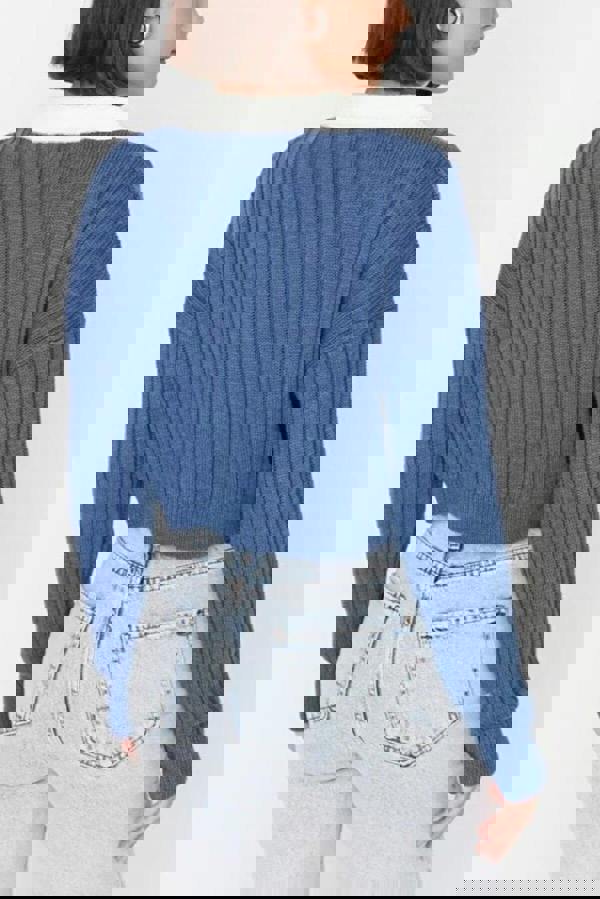 WOVCOR Super Crop Shirt Garnish Knit Cardigan